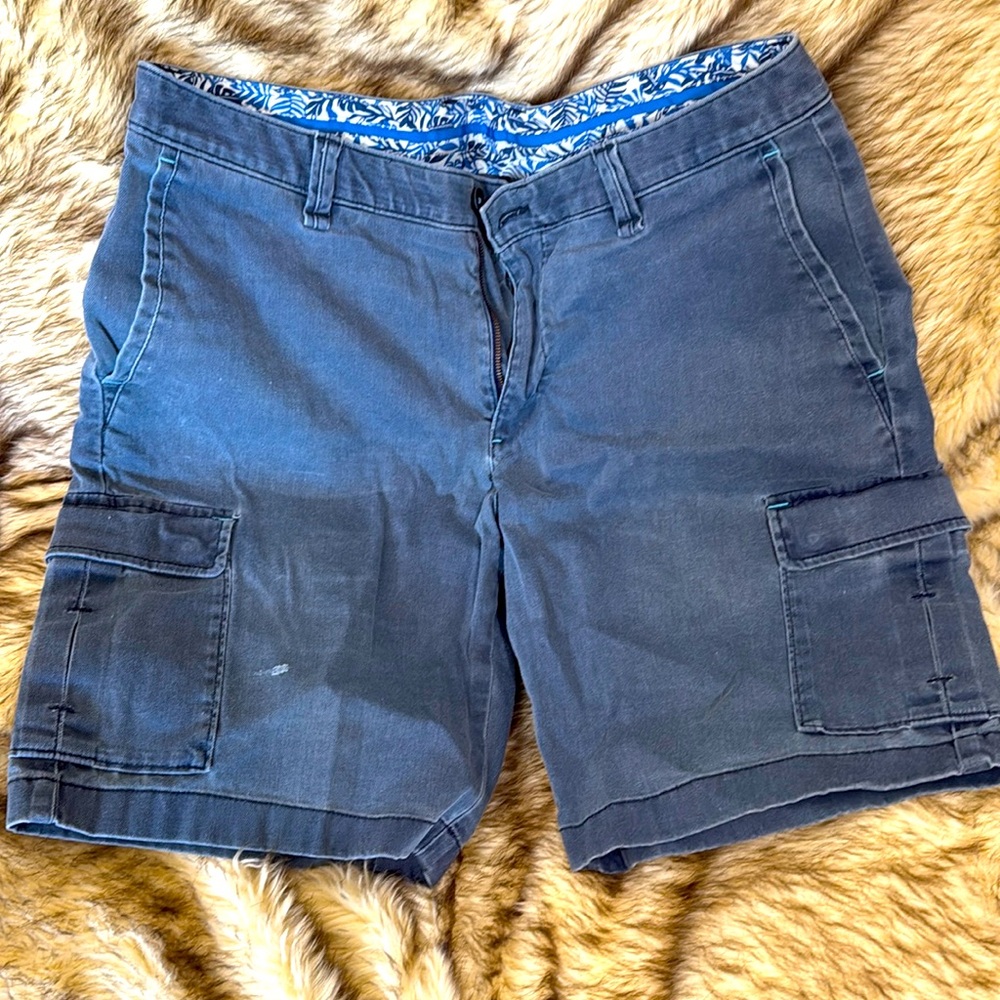 Tommy Bahama dusty blue men’s cargo shorts.